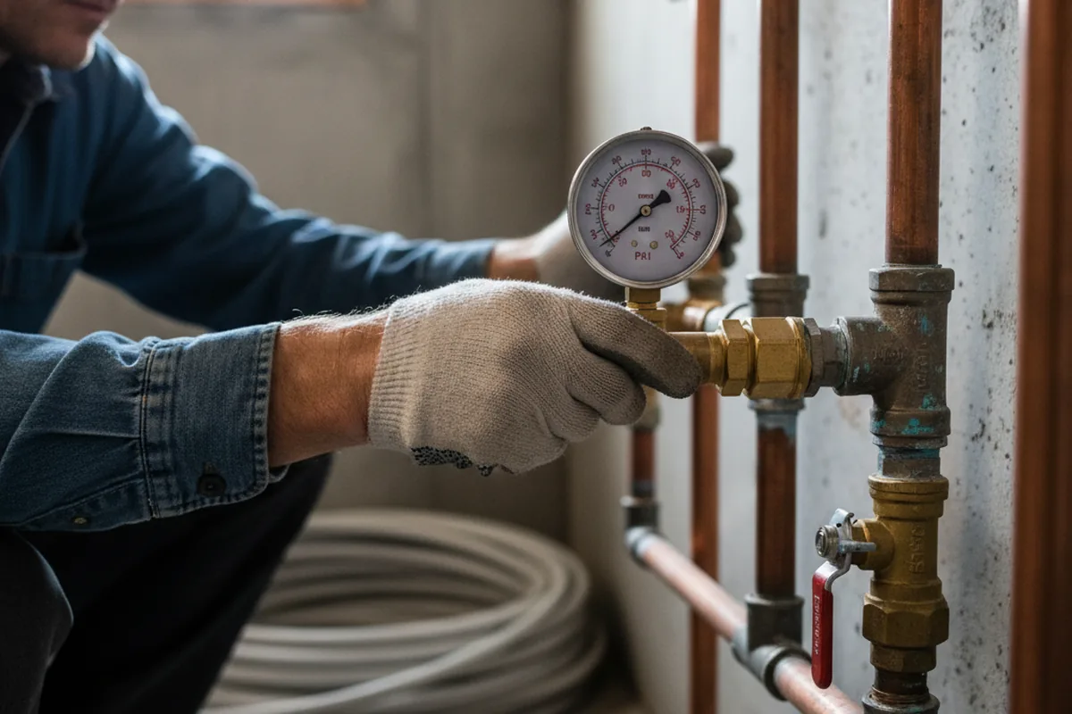 Pressure testing a repaired line during Water Line Repair in Fiatt
